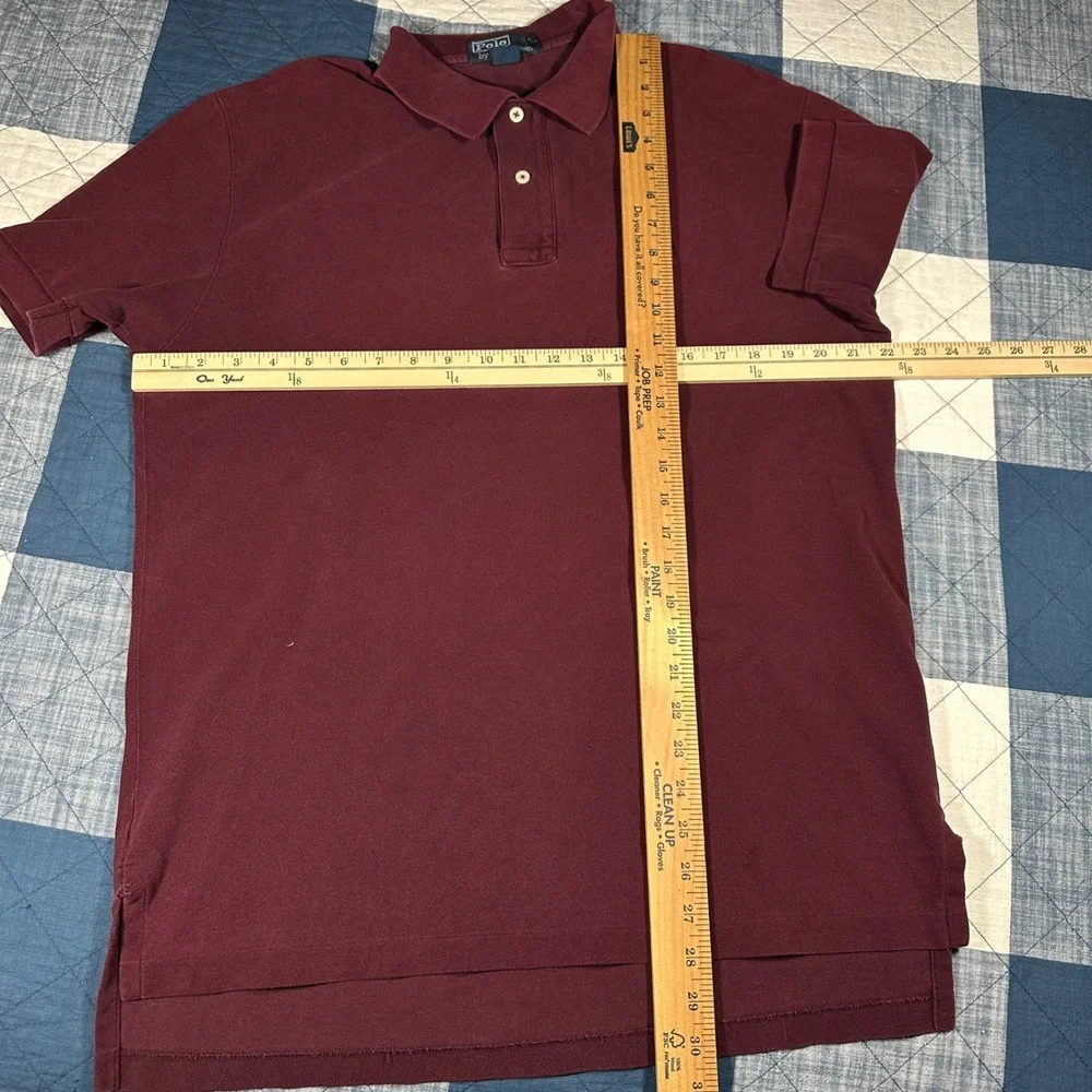 Polo Ralph Lauren‎ Mens Large Burgundy Maroon Short Sleeve Cotton Polo Shirt